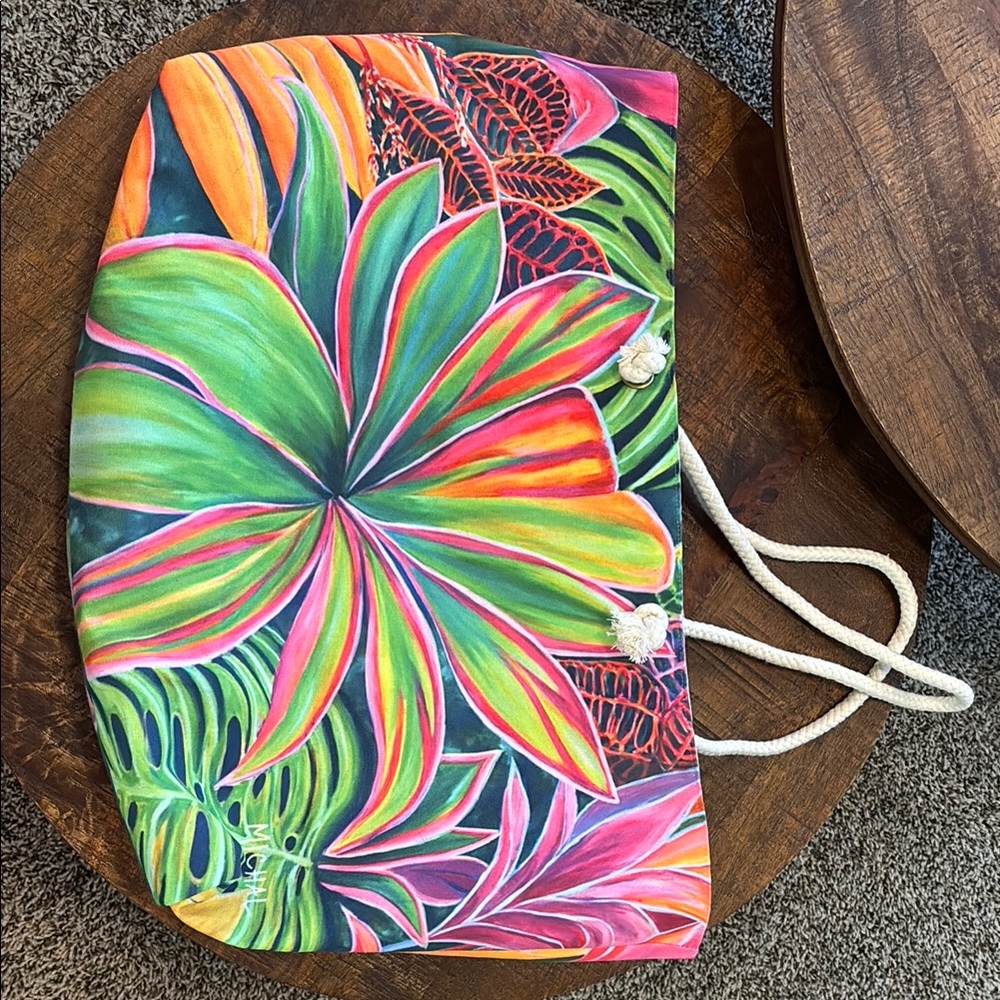 Tropical Leaf Print Tote Bag